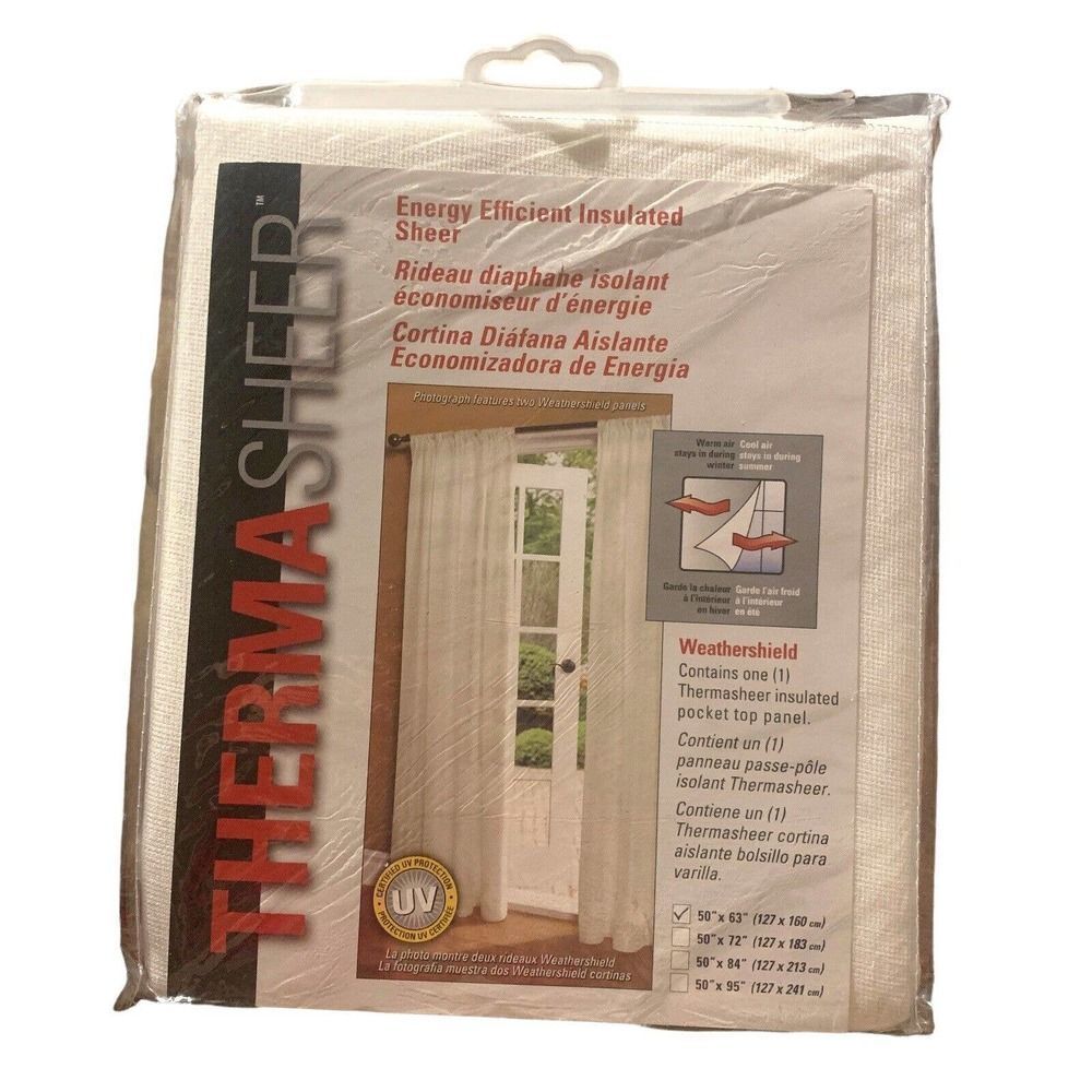 ThermaSheer Weather Shield Insulated 50”x 63” Pocket Top Panel Energy Efficient